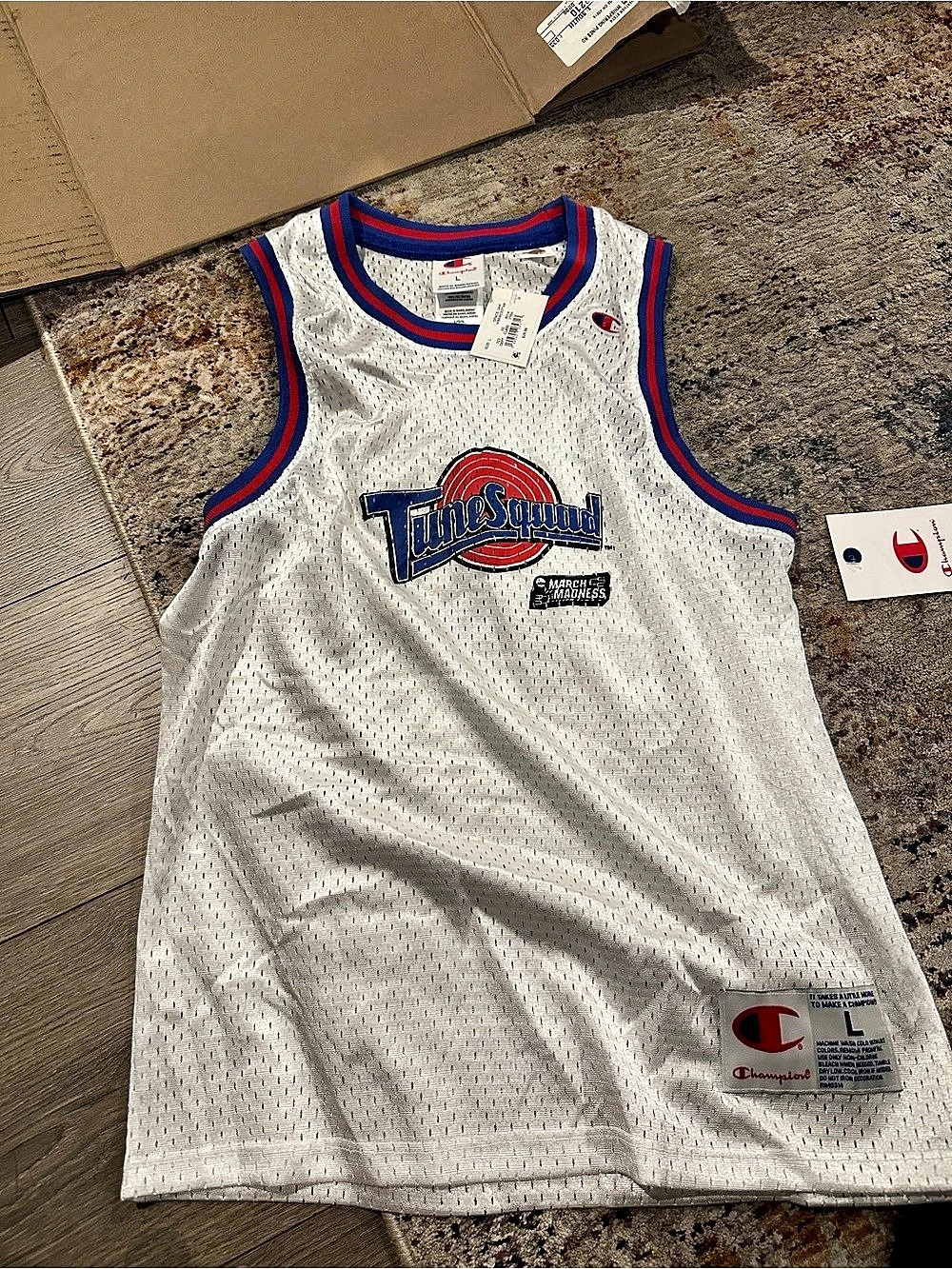 Champion Space Jam Tune Squad Bugs Bunny Basketball Jersey kids White & Blue